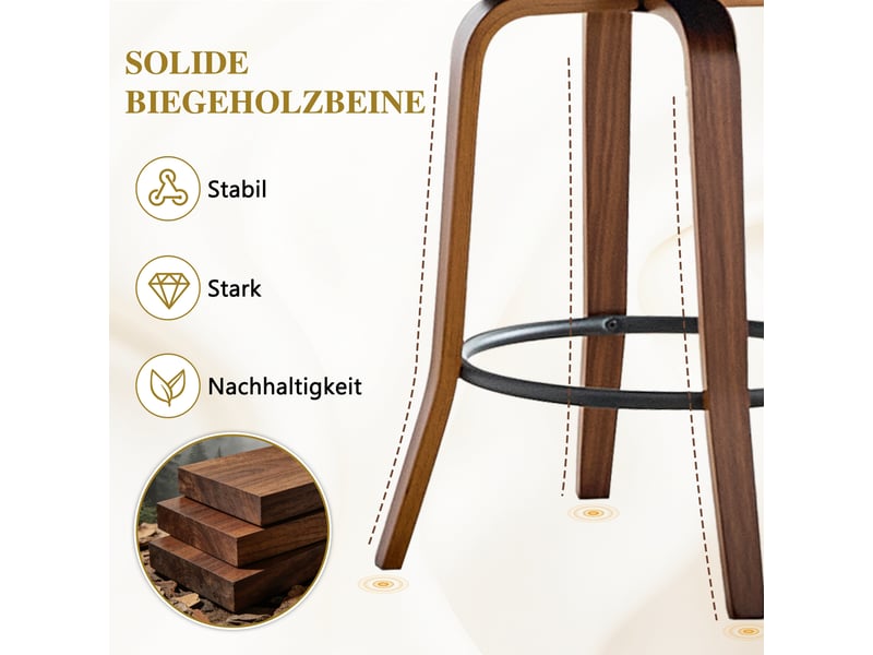  Tabourets de bar lot de 2 avec dossier - lpospi - assise rembourrée, repose-pieds métal, tissu et bois - blanc  - Conforama E