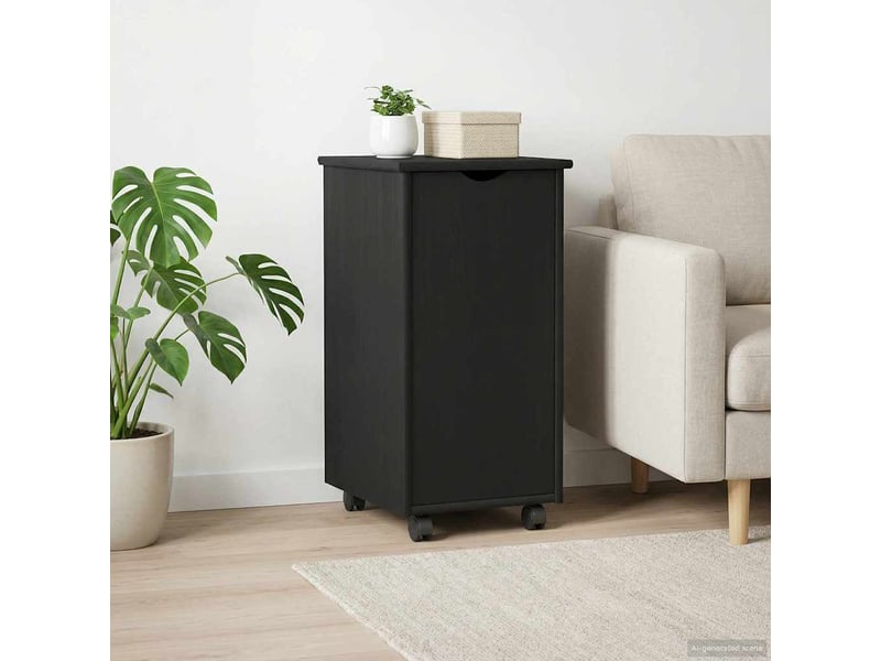  Caisson roulant de bureau noir 34 x 39 x 65,5 cm bois de pin massif  - Conforama C