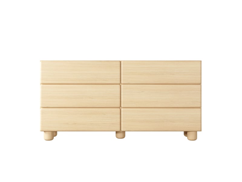  Calanque - buffet 6 tiroirs 160 cm mélaminé chêne clair  - Conforama A