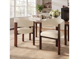 Lot de 2 chaises de salle à manger beige, dossier ergonomique rembourré, pieds métal effet noyer, patins réglables, charge 150 kg