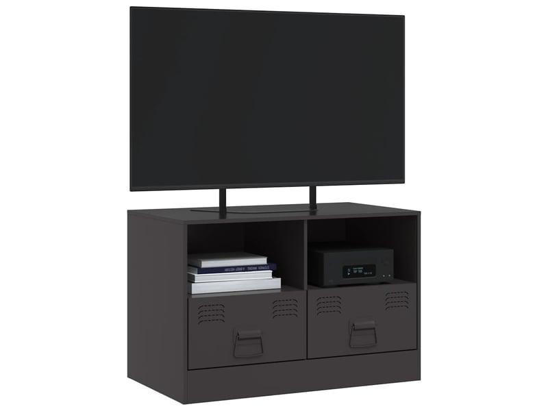  Meuble tv - banc tv - meuble de rangement noir 67x39x44 cm acier  - Conforama D