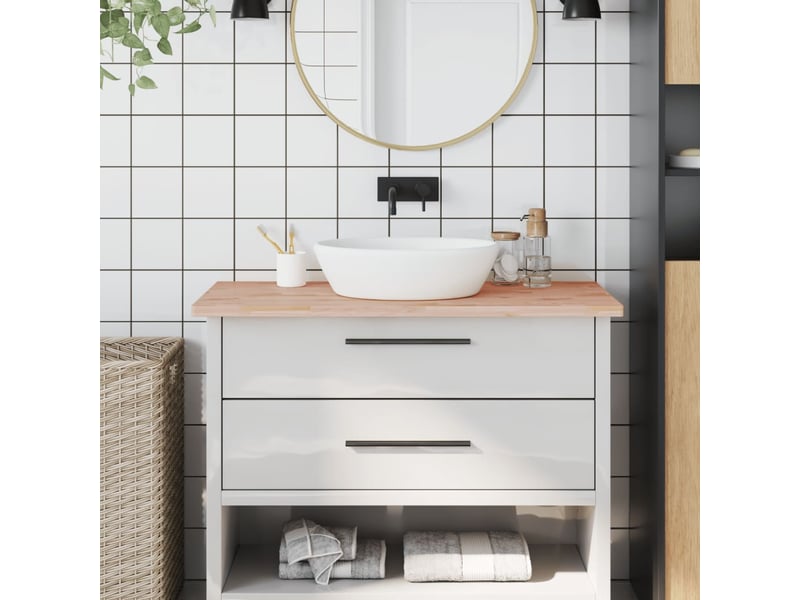 Comptoir de salle de bain, plan de travail 100x60x2,5 cm bois massif de hêtre cf65713 - Conforama B