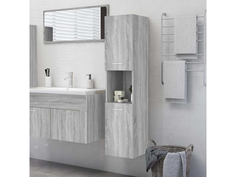  Amoire de salle de bain, meuble de rangement sonoma gris 30x30x130 cm bois d'ingénierie  - Conforama B