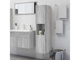 Amoire de salle de bain, meuble de rangement sonoma gris 30x30x130 cm bois d'ingénierie