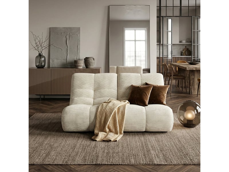 Canapé modulaire 2 places en velours doux design gardena - crème  - Conforama B