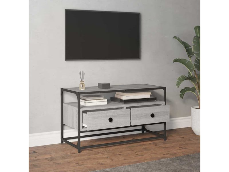  Meuble tv - banc tv - meuble de rangement sonoma gris 80x35x45 cm bois d'ingénierie  - Conforama C