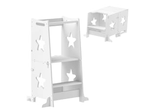 Échelle montessori convertible en table et chaise avec barre de sécurité, en bois, 60 x 44,5 x 86 cm, blanche
