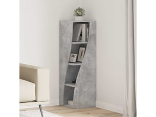 Meuble d'angle, meuble de rangement salon 32x32x102cm bois d'ingénierie gris béton