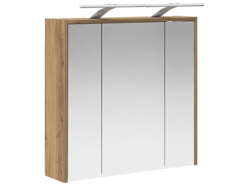  Armoire miroir salle de bain, meuble de rangement chêne artisan shl6288  - Conforama E