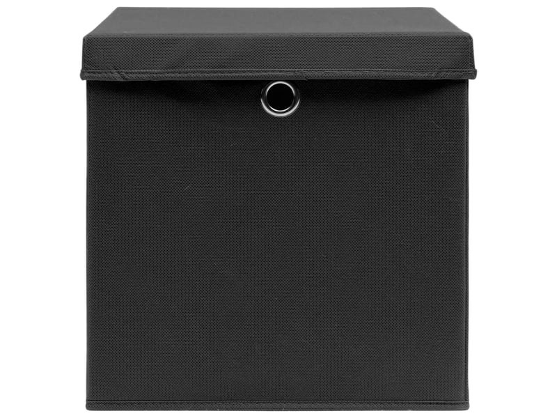  Boîtes de rangement avec couvercle 4 pcs noir 32x32x32 cm tissu  - Conforama C