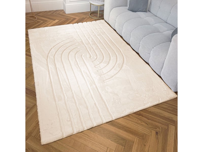  Tapis en tissu doux à motif en relief beige - 160x230 cm  - Conforama D