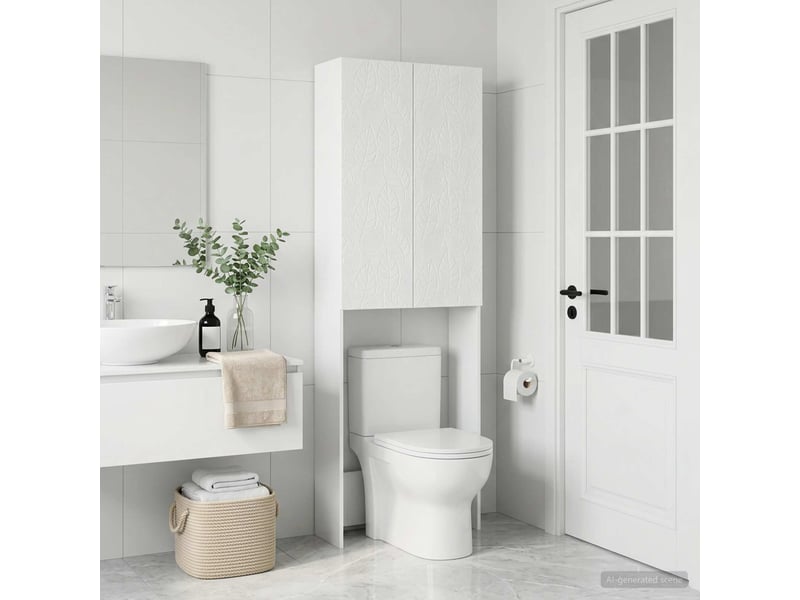  Armoire de toilette, meuble de toilette delft blanc brillant 66x25.5x190 cm  - Conforama C