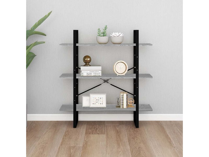  Bibliothèque, meuble de rangement salon sonoma gris 100x30x105 cm bois d'ingénierie  - Conforama C