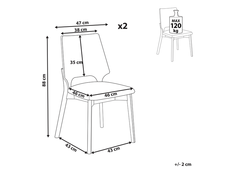 Lot de 2 chaises de salle à manger abee marronbeige  - Conforama C