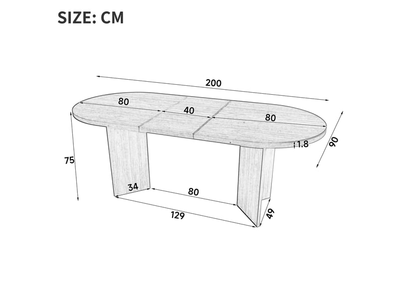 Table de salle à manger ovale 200x90x75 cm – pour 6 à 8 personnes plateau épais 18mm bords arrondis – mdf – noyer CozyNest - Conforama D