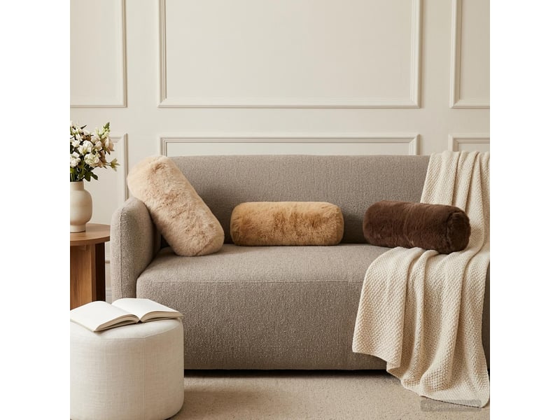  Lot de 6 housses de coussin heerlen crème ø 15 x 40 cm cf49626  - Conforama B