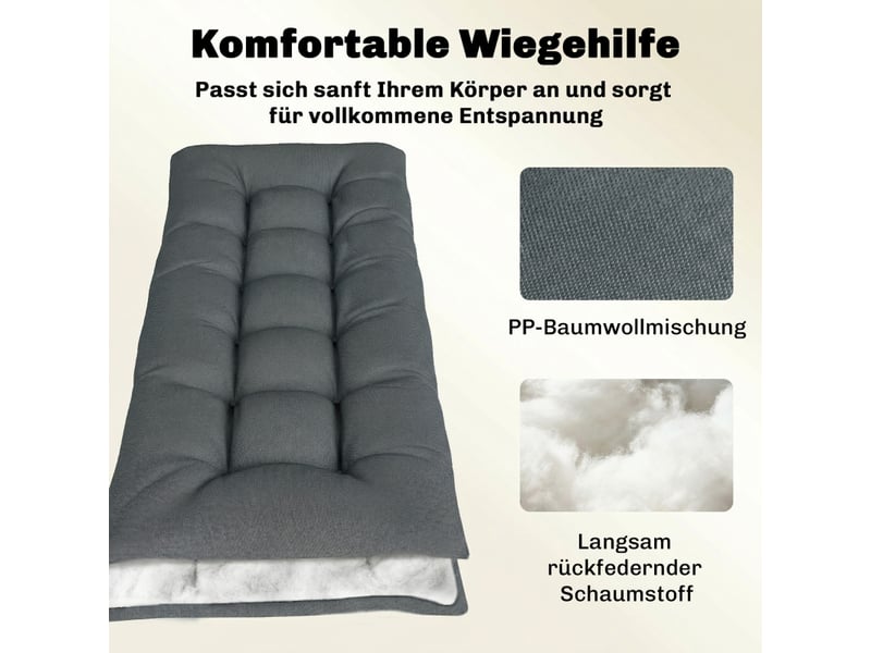  Coussin de chaise longue - gris foncé - polyester résistant - protection uv50+ - résistant à l'eau 198x65x13cm - Conforama E