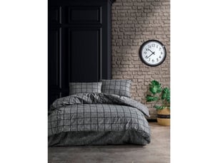 Parure housse de couette 140x200 coton renforc noir carreaux 60x60