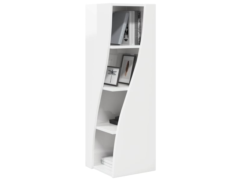  Meuble d'angle, meuble de rangement salon 32x32x102cm bois d'ingénierie blanc brillant  - Conforama C