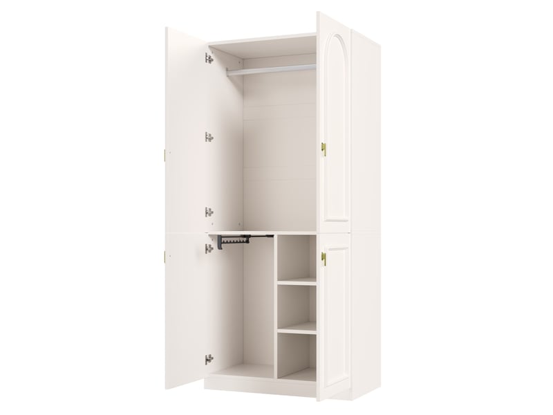  Armoire penderie 90x48x200 cm à 4 portes en mdf blanc  - Conforama A
