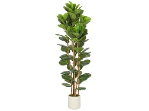 Plante artificielle intérieure 180 cm figuier lyre arbre artificiel avec pot en plastique et tronc en bois massif, vert