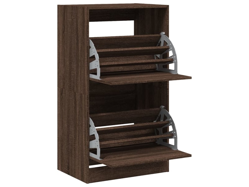 Meuble à chaussure | armoire à chaussures 2 tiroirs rabattables chêne marron  - Conforama E