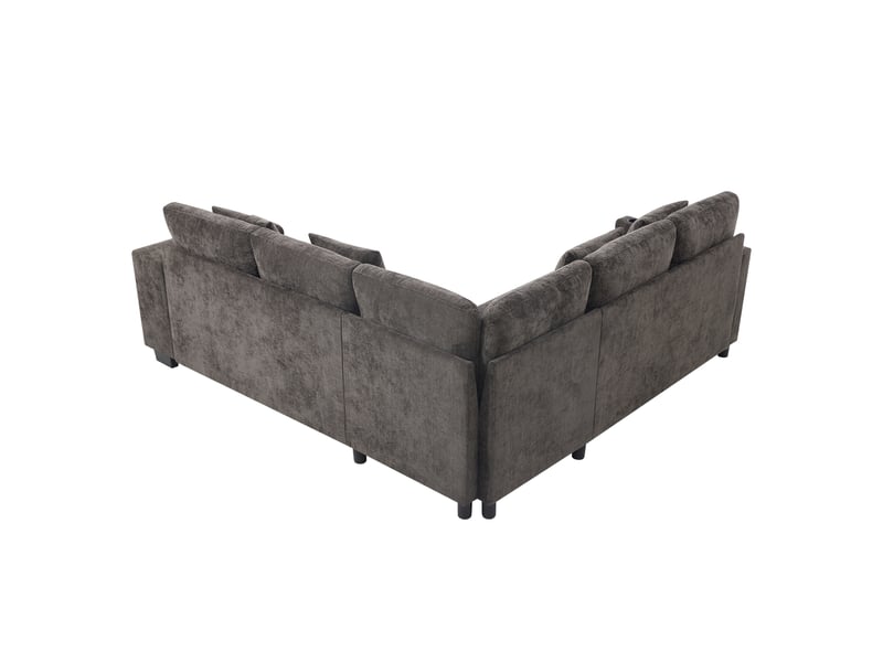 Canapé d'angle, canapé convertible, gris, porte-gobelets, coussins inclus, usb, adapté à l'espace de vie, pour home cinéma  - Conforama B