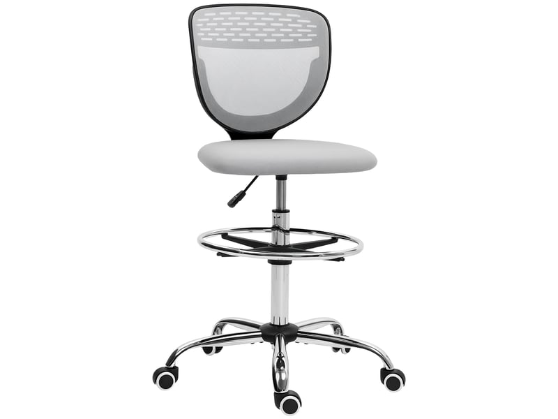  Chaise de bureau, chaise de travail, chaise de bureau, réglable en hauteur, rembourrée, gris clair  - Conforama A