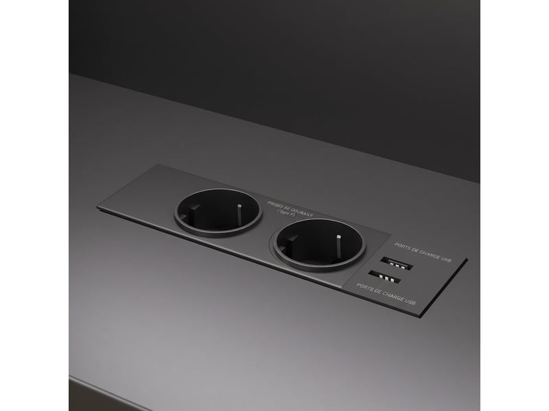  Lit double 140x200 cm avec rangement, cadre de lit noir avec 3 tiroirs, led et port usb, lit plateforme adulte  - Conforama E