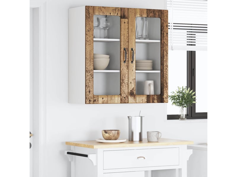 Cabinet en verre mural 2 pcs bois ancien bois d'ingénierie shl2212 - Conforama D