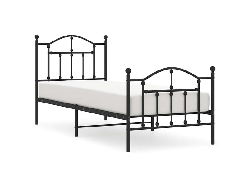  Lit simple- lit adulte -  cadre de lit métal sans matelas avec pied de lit noir 90x200 cm  - Conforama A