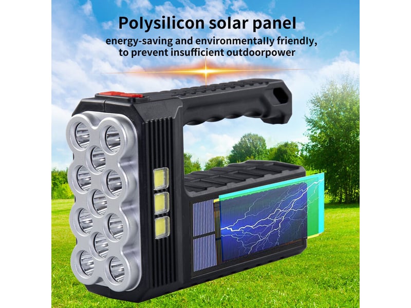  Camping en plein air mini lampe de poche led solaire chargeur usb construit dans des lampes de poche à panneau solaire  - Conforama D
