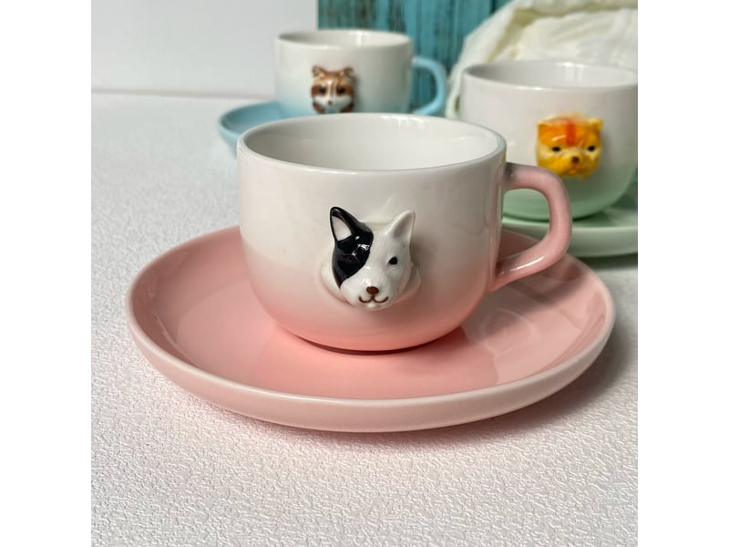  Ensemble tasse et soucoupe en céramique, raton laveur  - Conforama C