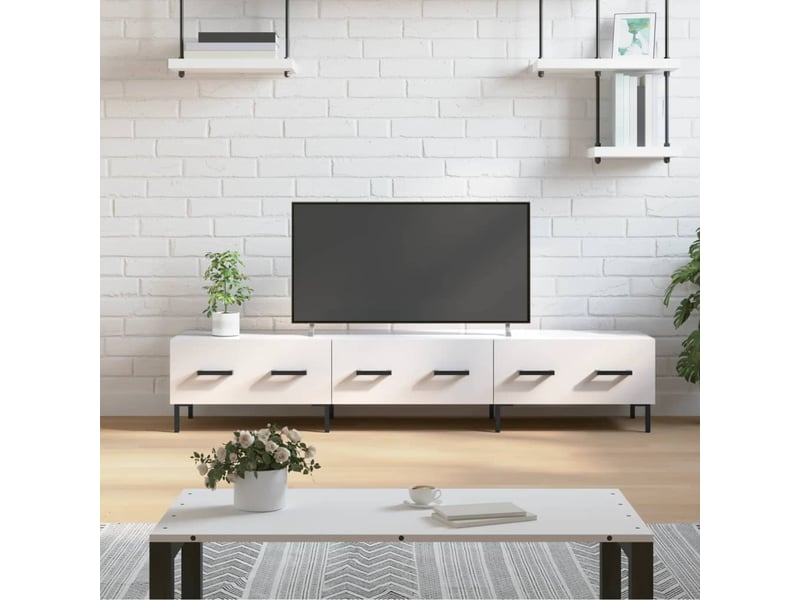  Meuble tv - banc tv - meuble de rangement blanc brillant 150x36x30 cm bois d'ingénierie  - Conforama B