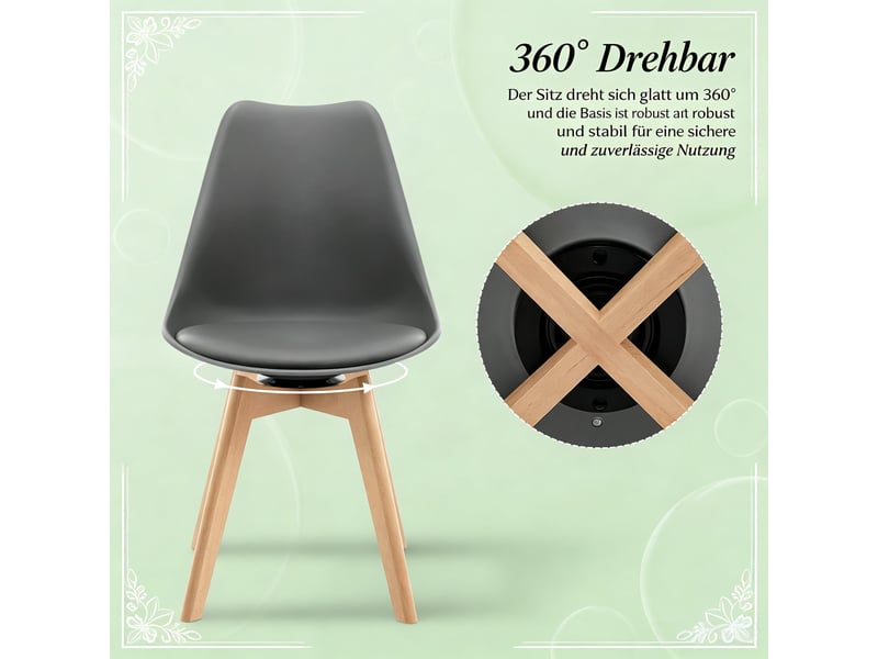  Lot de 4 chaises de salle à manger pivotantes,40,5x40,5x83 cm,similicuir,gris  - Conforama E
