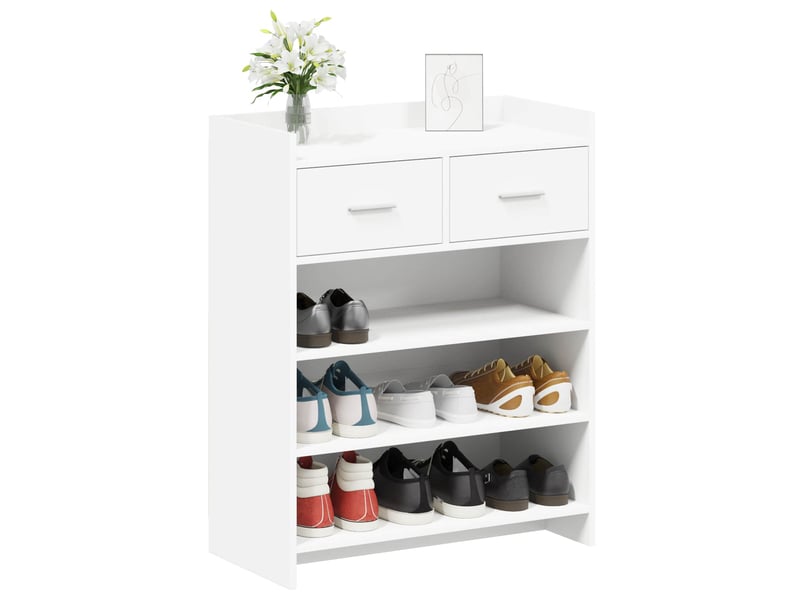  Meuble à chaussure, cabinet à chaussures 73,5x36x92 cm bois d'ingénierie blanc  - Conforama C