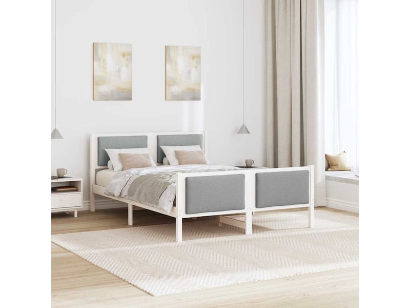  Lit double- lit adulte -  cadre de lit avec tête de lit gris clair 150 x 200 cm tissu  - Conforama C