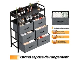 Chiffonnier 6 tiroir(s)    <strong>GENERIC HOME</strong> <strong></strong> coloris gris largeur 83 cm hauteur 97 cm