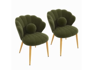 Lot de 2 chaises de salle à manger forme coquillage 60x62,5x83 cm en tissu vert