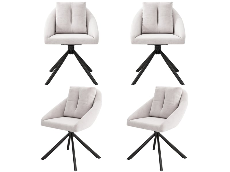 Lot de 4 chaises salle à manger 59x65x79 cm en velours aéré et métal beige, pivotantes à 360°, dossier rembourré englobant  - Conforama A
