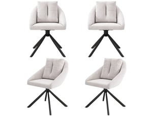 Lot de 4 chaises salle à manger 59x65x79 cm en velours aéré et métal beige, pivotantes à 360°, dossier rembourré englobant