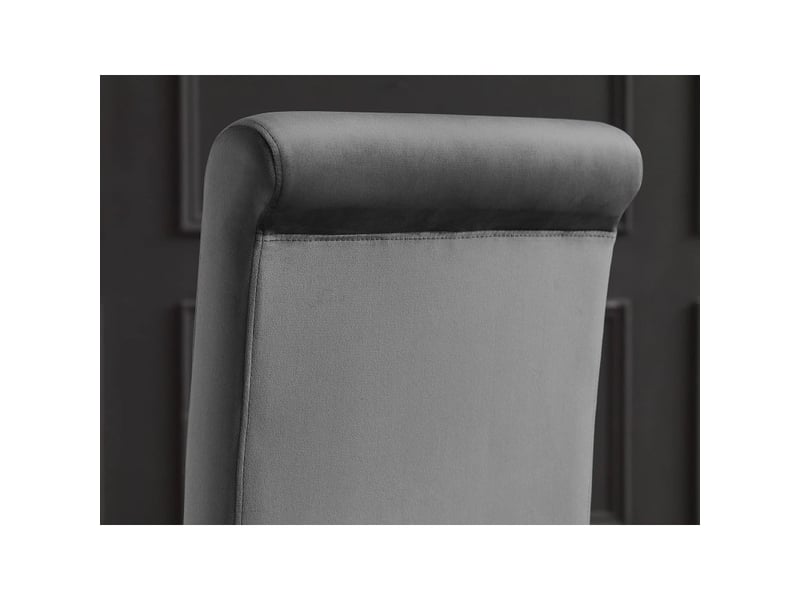 Lot de 2 chaises baroques velena en velours gris avec haut dossier et pieds dorés galbés - Conforama E