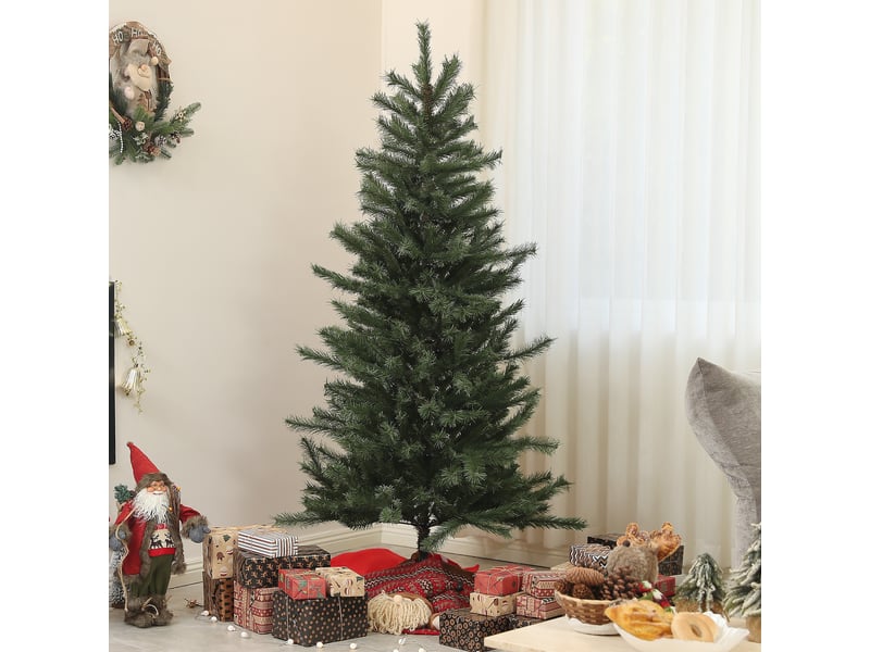  Sapin de noël artificiel 180 cm arbre de noël avec support en acier pliable, 467 branches, décoration de noël, vert  - Conforama D