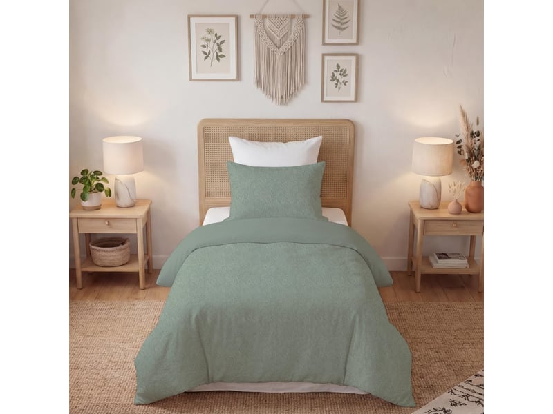  Parure housse de couette 3d microfibre 140x200 cm thalia vert, par soleil d'ocre  - Conforama A