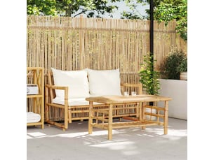 Ensemble de canapés de jardin 2 pièces avec coussins en bambou