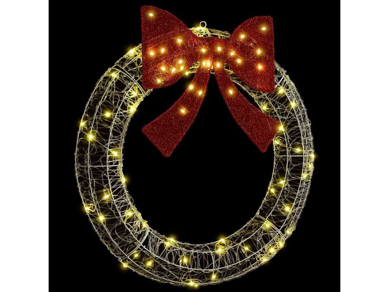 Couronne de noël, décoration de noël 80 led blanc chaud 92 x 92 x 9,5 cm acrylique cf61760  - Conforama D