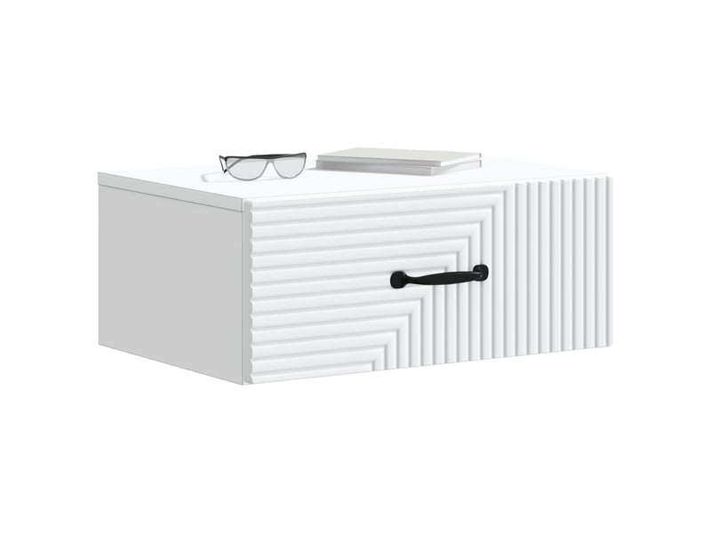  Table de chevet - cabinet de chevet - table de nuit mural 2 pièces blanc 49 x 34,5 x 20 cm  - Conforama B