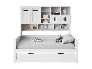 Lit avec rangement 90x200 cm MEUBLIV coloris blanc