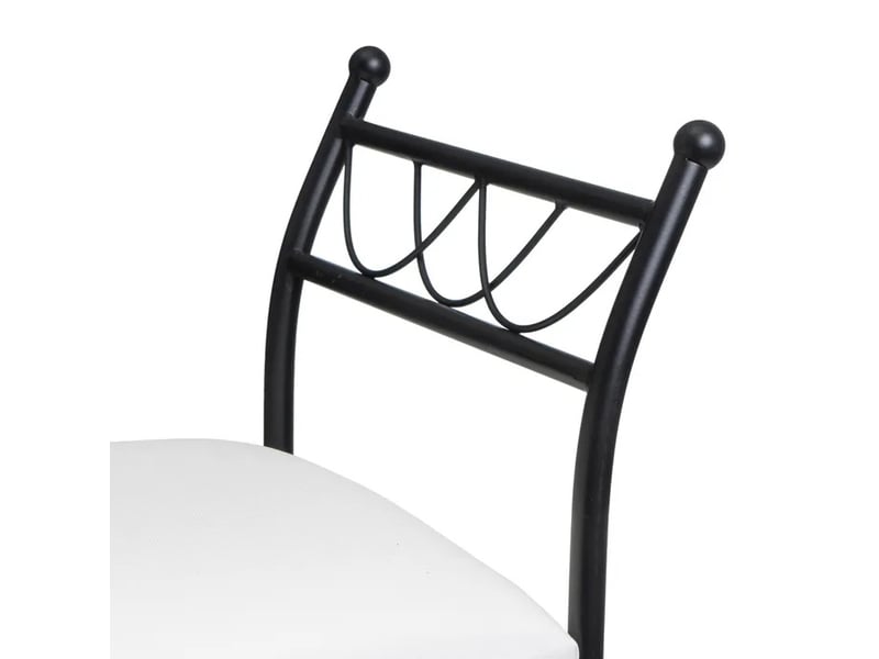  Banquette d'entrée en métal noir avecassise rembourrée en coton blanc et détails incurvés - longueur 74 x profondeur 30 x hauteur 67 cm  - Conforama C