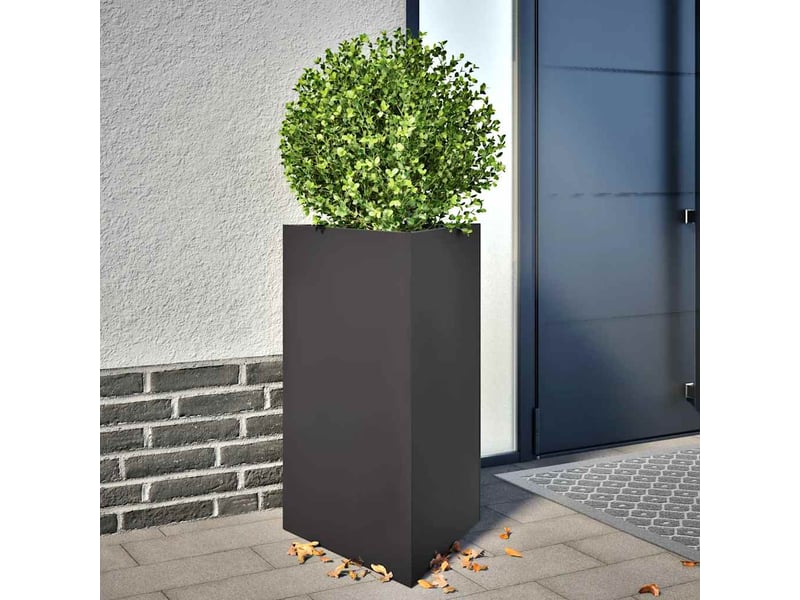  Jardinière - bac à fleurss 2 pcs noir triangulaire 50x43x75 cm acier  - Conforama B